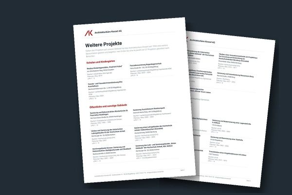 Übersicht weiterer Projekte des Architekturbüros Kossel als PDF